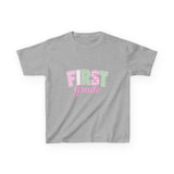 First Grade Kids T‑Shirt — Pastel 'FIRST grade' Back-to-School Tee