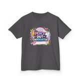 Personalized 'Peace Out Kindergarten' Kids Tee — Custom Name, Multiple Colors