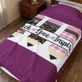 Teach Love Inspire Plush Blanket — Soft Velveteen Teacher Throw
