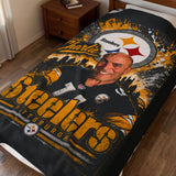 Pittsburgh Steelers Personalized Velveteen Plush Blanket – "Charlie" Fan Throw