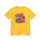 Kids Tee — "Happy First Day of School" Colorful Back-to-School Shirt