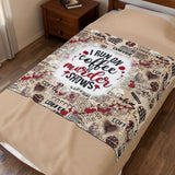 Velveteen Plush Blanket – "I Run on Coffee & Murder Shows" Cozy Throw