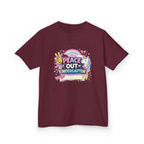 Personalized 'Peace Out Kindergarten' Kids Tee — Custom Name, Multiple Colors