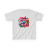 Kids Tee — "Happy First Day of School" Colorful Back-to-School Shirt