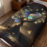 Butterfly Tree Velveteen Plush Blanket — "Don't go through life. Grow through life." Inspirational Throw