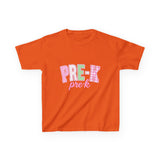 Pre-K Kids Tee — Pink Striped "PRE-K" Back to School Shirt