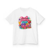 Kids Tee — "Happy First Day of School" Colorful Back-to-School Shirt