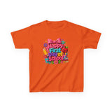Kids Tee — "Happy First Day of School" Colorful Back-to-School Shirt