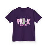Pre-K Kids Tee — Pink Striped "PRE-K" Back to School Shirt