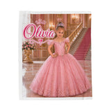 Personalized Velveteen Plush Blanket — Custom Child Portrait as Princess/Mermaid/Superhero with Name