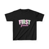 First Grade Kids T‑Shirt — Pastel 'FIRST grade' Back-to-School Tee