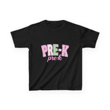 Pre-K Kids Tee — Pink Striped "PRE-K" Back to School Shirt