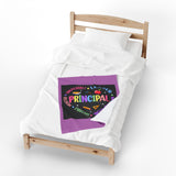 Principal Appreciation Velveteen Plush Blanket – 'Principal' Colorful School Leader Gift