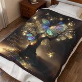 Butterfly Tree Velveteen Plush Blanket — "Don't go through life. Grow through life." Inspirational Throw