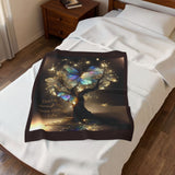 Butterfly Tree Velveteen Plush Blanket — "Don't go through life. Grow through life." Inspirational Throw