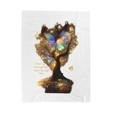 Velveteen Plush Blanket — Inspirational Butterfly Tree Throw with "Don't go through life. Grow through life." Quote