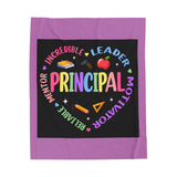 Principal Appreciation Velveteen Plush Blanket – 'Principal' Colorful School Leader Gift