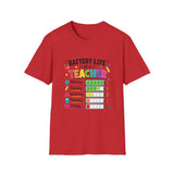 Teacher Battery Life T-Shirt — Cute Colorful Weekday Energy Graphic Tee