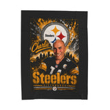 Pittsburgh Steelers Personalized Velveteen Plush Blanket – "Charlie" Fan Throw