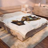 Velveteen Plush Blanket — Inspirational Butterfly Tree Throw with "Don't go through life. Grow through life." Quote