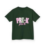 Pre-K Kids Tee — Pink Striped "PRE-K" Back to School Shirt
