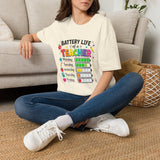 Teacher Battery Life T-Shirt — Cute Colorful Weekday Energy Graphic Tee