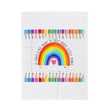 Teacher Rainbow Blanket — "It Takes a Big Heart to Help Shape Little Minds" Velveteen Plush Throw