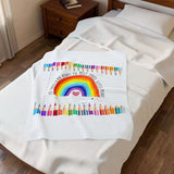 Teacher Rainbow Blanket — "It Takes a Big Heart to Help Shape Little Minds" Velveteen Plush Throw