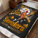 Pittsburgh Steelers Personalized Velveteen Plush Blanket – "Charlie" Fan Throw