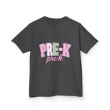 Pre-K Kids Tee — Pink Striped "PRE-K" Back to School Shirt