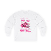 Long Sleeve Tee - Breast Cancer Awareness and Football Design