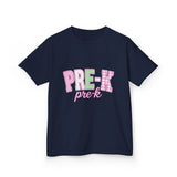 Pre-K Kids Tee — Pink Striped "PRE-K" Back to School Shirt