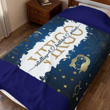 Zodiac Virgo Velveteen Plush Blanket – Celestial Astrological Throw with "Virgo: Intelligent, Dedicated, Practical" Text
