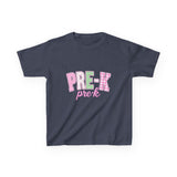 Pre-K Kids Tee — Pink Striped "PRE-K" Back to School Shirt