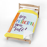 Velveteen Plush Blanket — "Hey Principal! You Rule" Colorful Ruler Design, Gift for School Principals