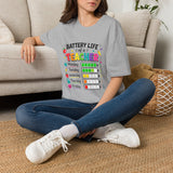 Teacher Battery Life T-Shirt — Cute Colorful Weekday Energy Graphic Tee