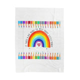 Teacher Rainbow Blanket — "It Takes a Big Heart to Help Shape Little Minds" Velveteen Plush Throw