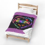 Principal Appreciation Velveteen Plush Blanket – 'Principal' Colorful School Leader Gift