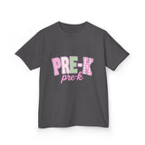 Pre-K Kids Tee — Pink Striped "PRE-K" Back to School Shirt