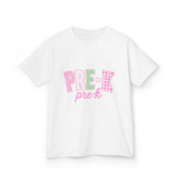 Pre-K Kids Tee — Pink Striped "PRE-K" Back to School Shirt