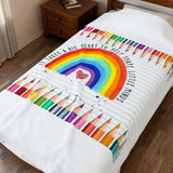 Teacher Rainbow Blanket — "It Takes a Big Heart to Help Shape Little Minds" Velveteen Plush Throw