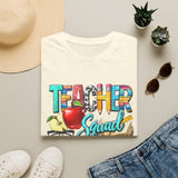Teacher Squad T-Shirt — Colorful School Apple & Pencil Design for Educators