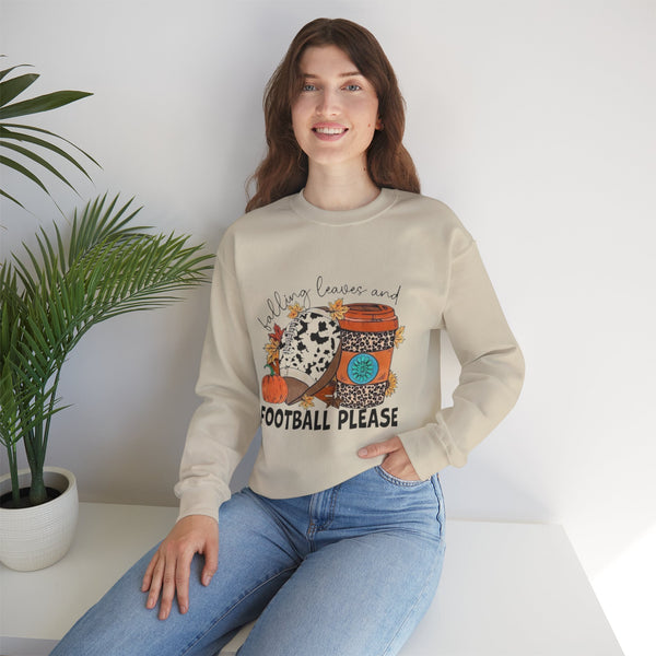 Fall Leaves and Football Crewneck Sweatshirt