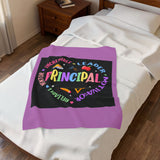 Principal Appreciation Velveteen Plush Blanket – 'Principal' Colorful School Leader Gift
