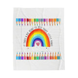 Teacher Rainbow Blanket — "It Takes a Big Heart to Help Shape Little Minds" Velveteen Plush Throw
