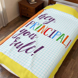 Velveteen Plush Blanket — "Hey Principal! You Rule" Colorful Ruler Design, Gift for School Principals