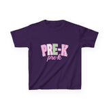 Pre-K Kids Tee — Pink Striped "PRE-K" Back to School Shirt