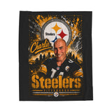 Pittsburgh Steelers Personalized Velveteen Plush Blanket – "Charlie" Fan Throw