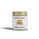 Coconut Apricot Scented Candle (4oz & 9oz) — Hand-Poured Coconut Apricot Wax Jar — Rainbow Label — Gift for Teachers