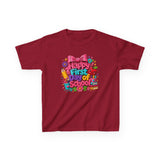 Kids Tee — "Happy First Day of School" Colorful Back-to-School Shirt